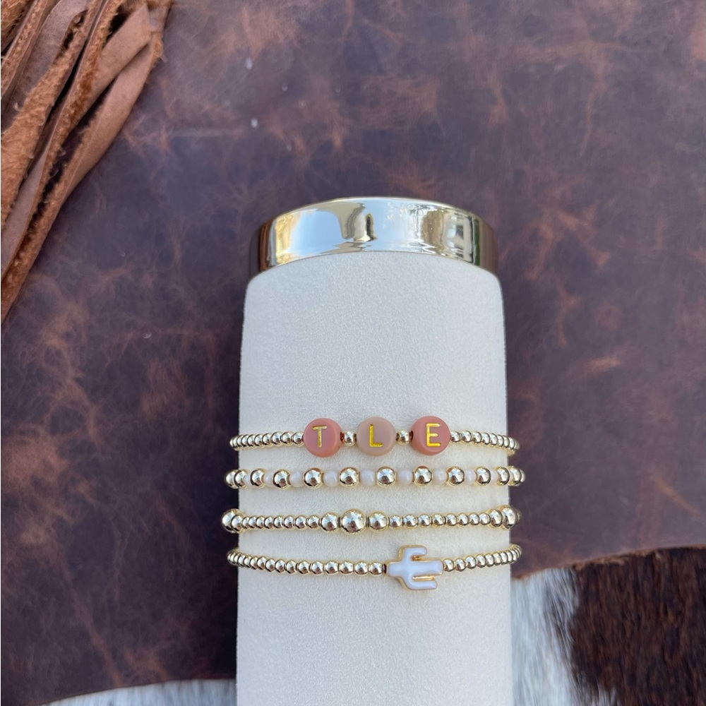 14kt gold filled beaded white cactus bracelet - Picture 3 of 3